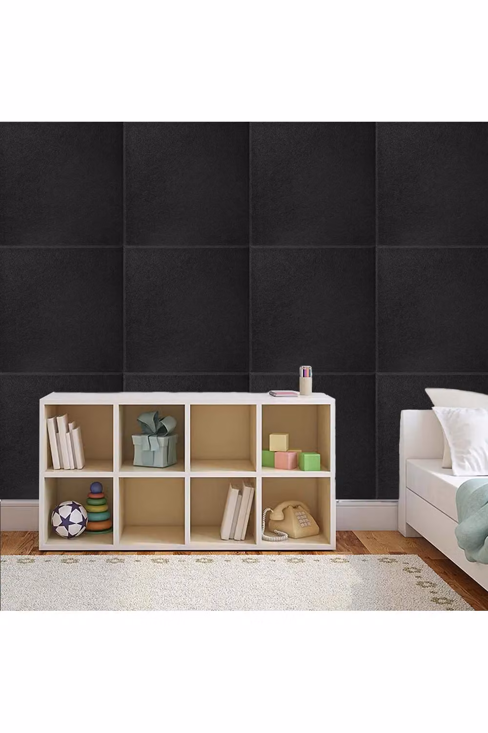 Living and Home 12-Piece Self-adhesive Black Felt Sound Absorbing Panels, W/D/H: 30 x 30 x 0.9 cm – 2