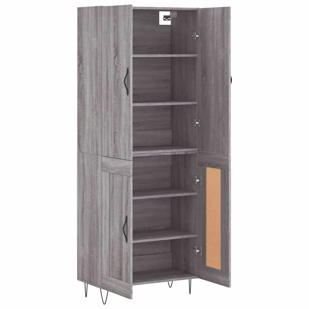 Berkfield Home Grey Sonoma Highboard with Hinged Doors and Internal Shelves, W/D/H: 69.5 x 34 x 180 cm – 3