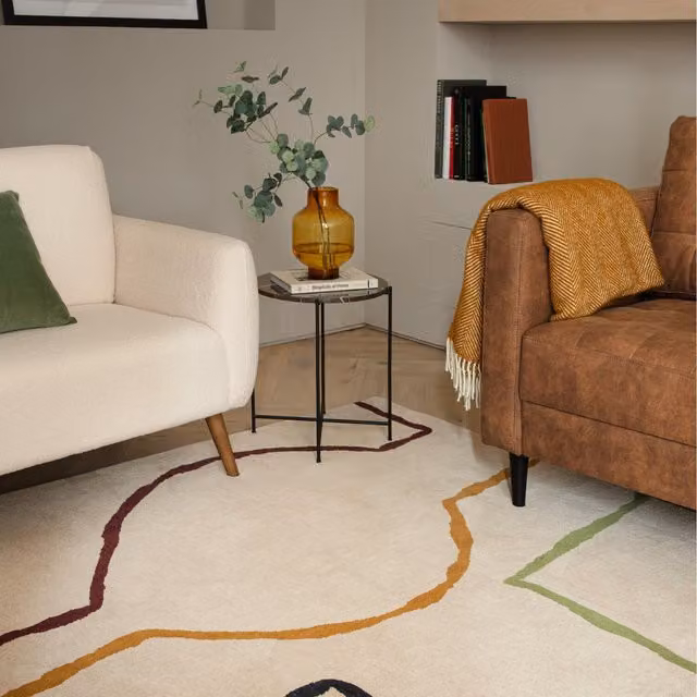 Wexley Multicolour Sketch Lines Abstract Modern Rectangular Rug, W: 230 cm, D: 160 cm