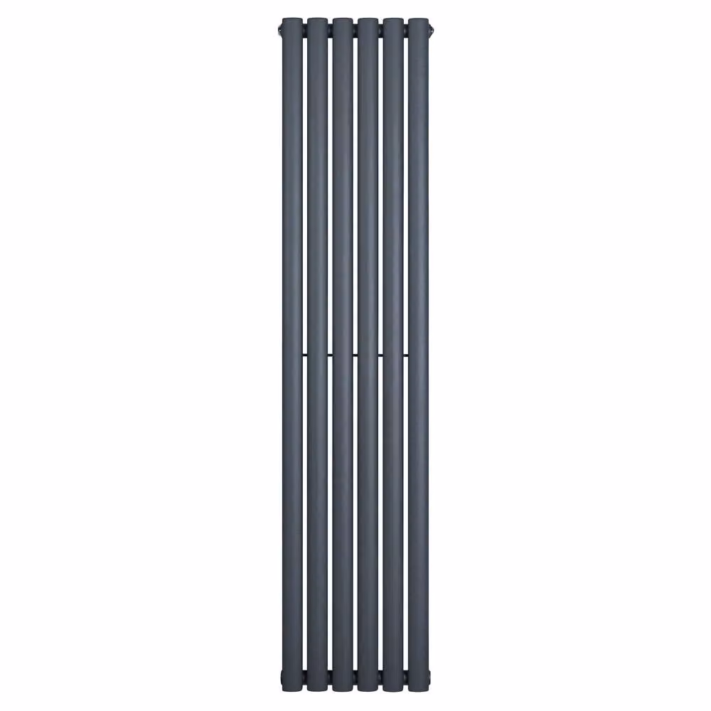 Monstershop Oval Single Column Steel Radiator in Anthracite Grey, H: 160 cm, W: 36 cm – 2