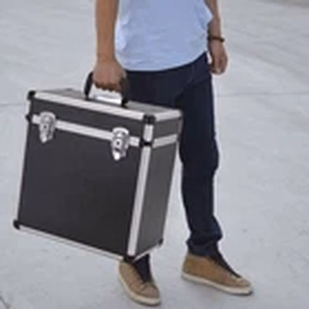 EONLION Black and Silver 12 inch Vinyl LP Storage Case DJ Record Carry Box with Handles – 3