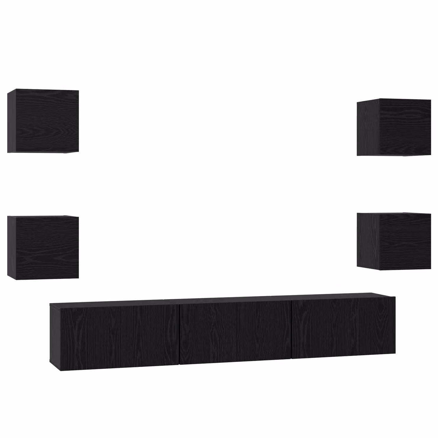Berkfield Home Wall-mounted TV Cabinet with Storage and Hinged Doors, Black Oak, W: 180 cm, D: 30 cm, H: 30 cm – 2