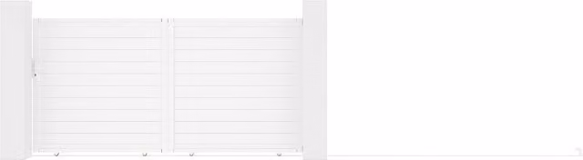 Vente-unique Electric Sliding Gate in Solid White Aluminium, W: 374 cm, H: 180 cm