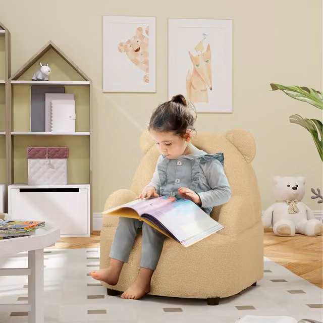 AIYAPLAY Bear Shaped Kids Armchair in Khaki Fabric