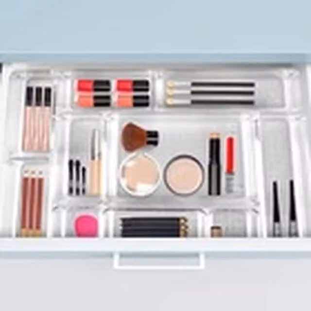 EONLION 25-Piece Set of Multi-Purpose Plastic Drawer Dividers and Storage Trays in Transparent