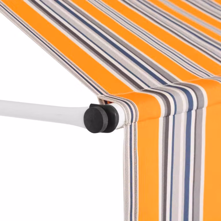 Berkfield Home Manual Retractable Awning in Yellow, Blue and Orange Stripes, Width: 150 cm