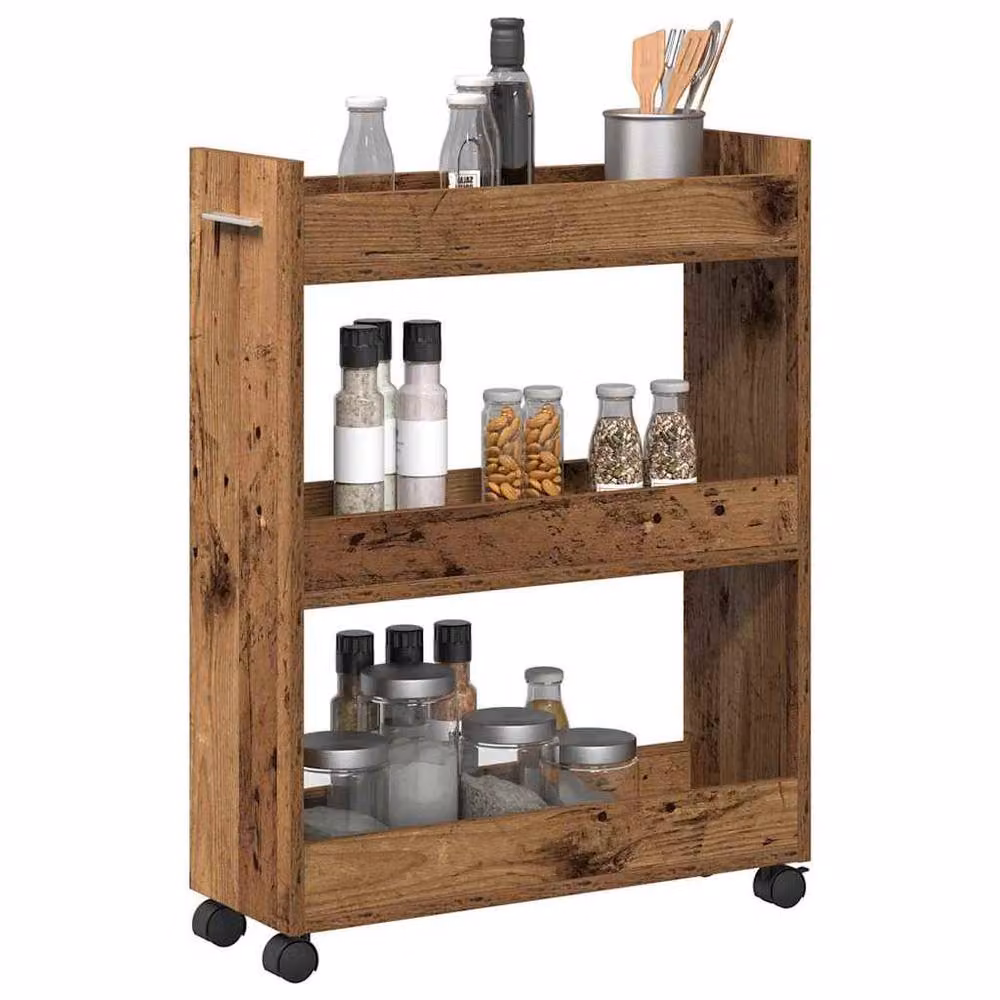 Berkfield Home Rolling Cabinet in Old Wood Brown, W/D/H: 60 x 22 x 79 cm – 3