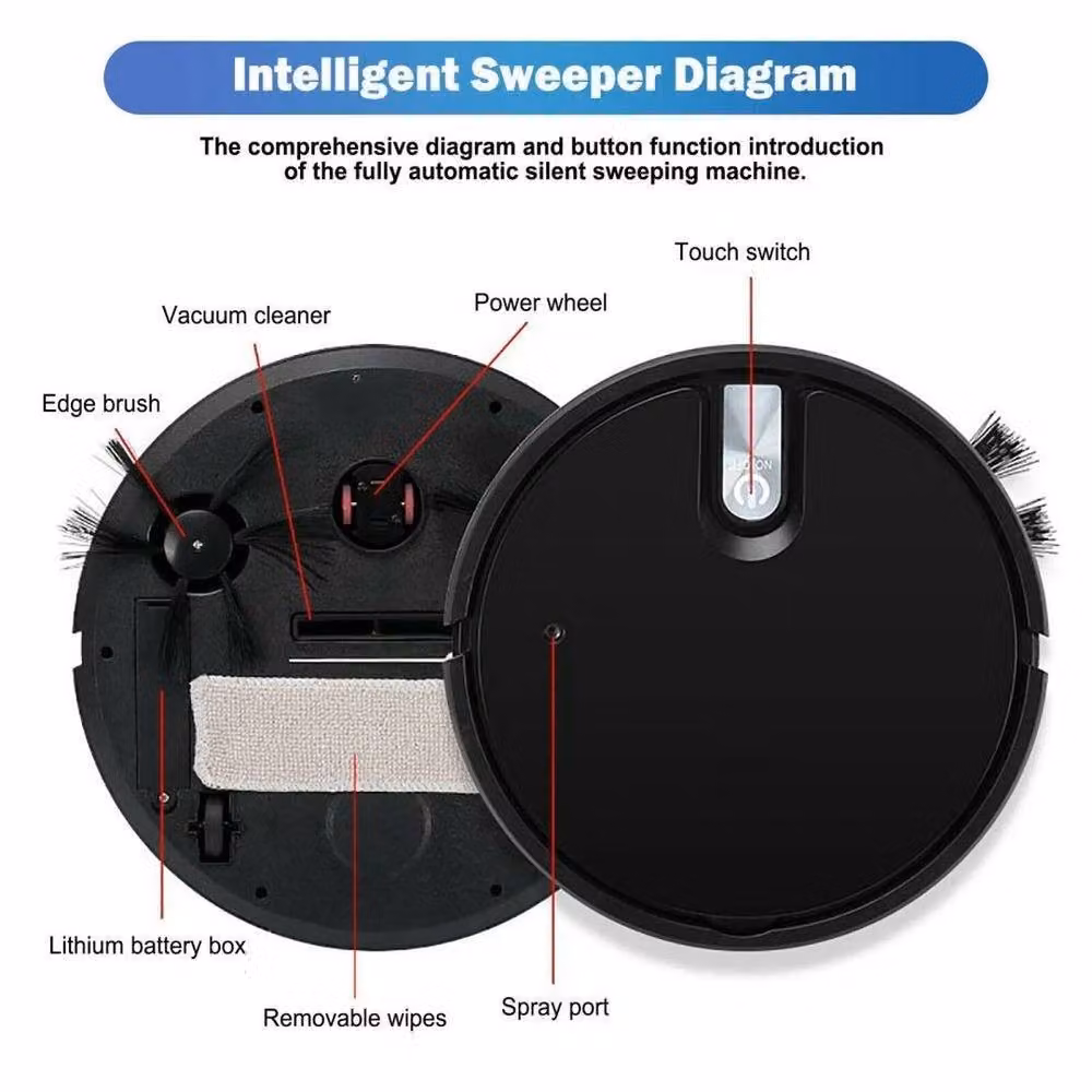 FLAVORA 5 in 1 Hybrid Robot Vacuum and Mop, 1800Pa Suction, Black, W x D: 100 x 100 cm – 4
