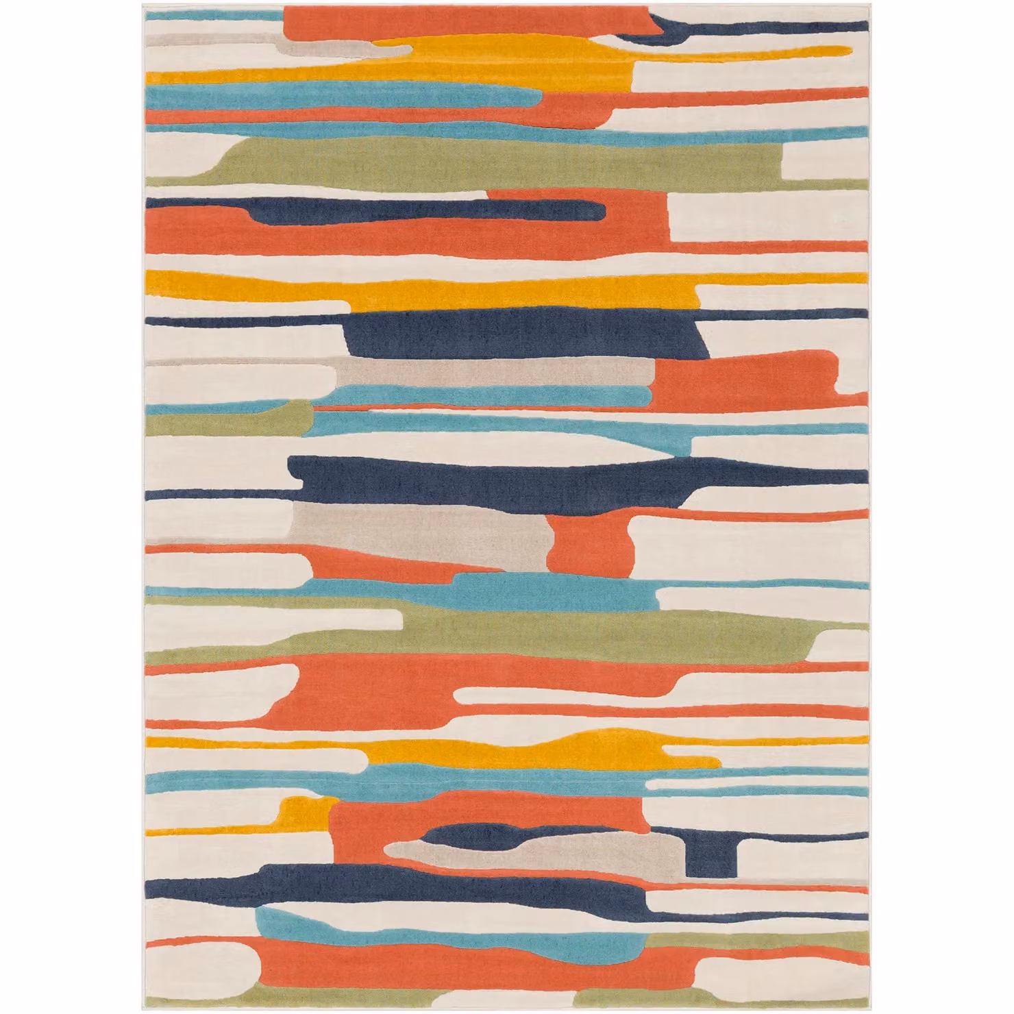 Livabliss Modern Abstract Multicolour Rug in Orange, Yellow and Grey, W: 140 cm, D: 200 cm – 2