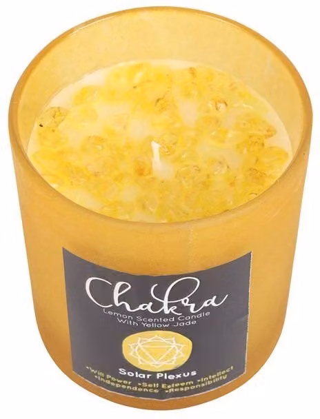 KDMD Solar Plexus Chakra Lemon Crystal Chip Candle in Yellow