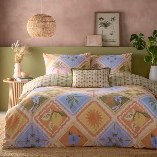 Riva Home Furn Floral Printed Reversible Cotton Polyester Duvet Cover Set, Multicolour, 200 x 200 cm