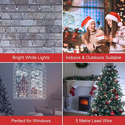 The Christmas Workshop 108 LED Bright White Net Christmas Window Lights, W/H: 120 x 120 cm – 3