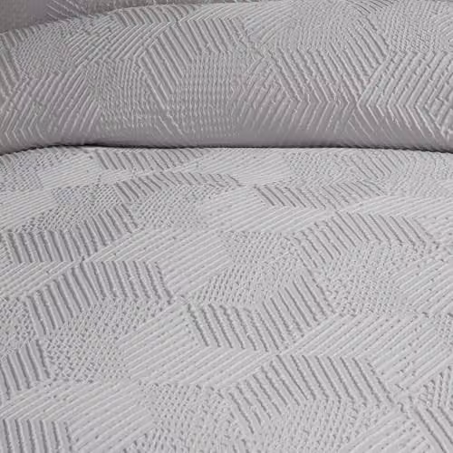 Ulster Weavers Serene Grey Embossed Geometric Duvet Cover and Pillowcase Set, W/D/H: 140 x 200 cm – 2