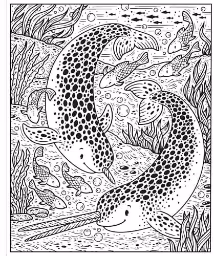 Usborne Narwhals and Other Sea Creatures Magic Painting Book Paperback – 2