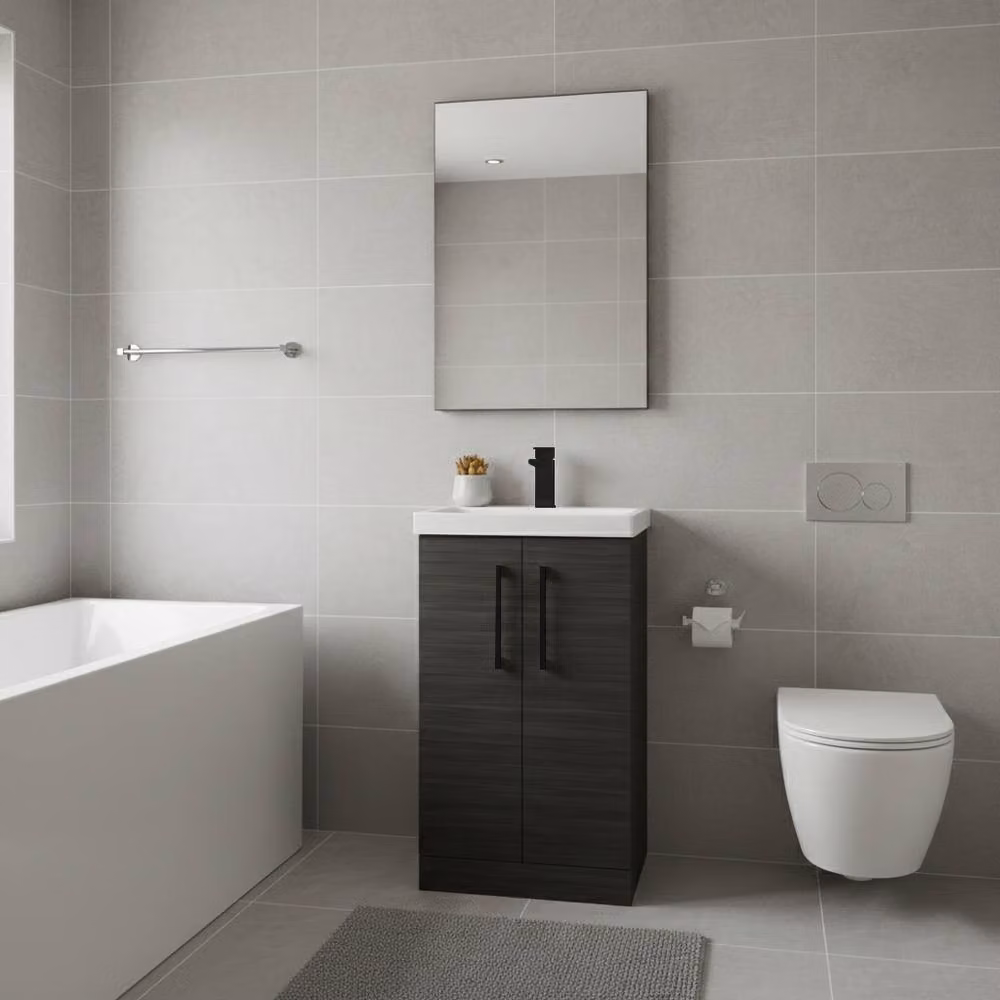 Balterley Modern Black Freestanding Bathroom Vanity Unit with 2 Soft Close Doors, Width: 50 cm – 2