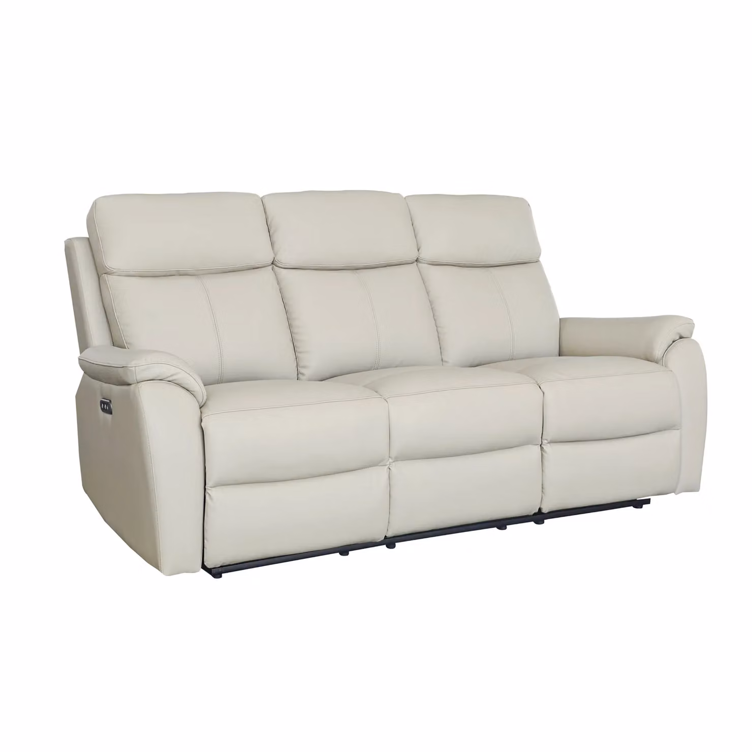 Aspire Kingsmere 3 Seater Power Recliner Sofa in Light Grey Real Leather – 2