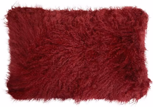 Orsina Red Rectangular Lambskin Fur Cushion