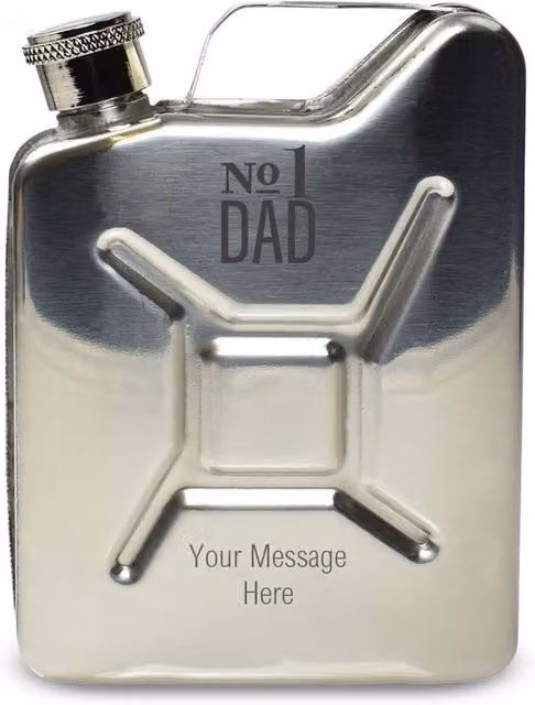 Uniqueful Personalised Engraved Silver Jerry Can Hip Flask No.1 Dad Design, 250ml – 1