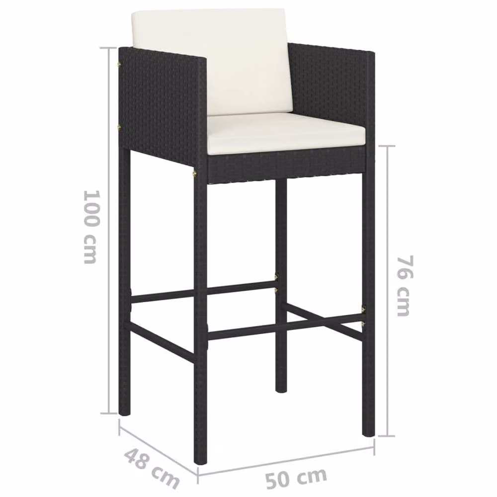 Berkfield Home 5 Piece Poly Rattan Garden Bar Set with Cushions in Black – 3