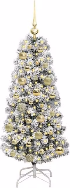 Berkfield Home Realistic Artificial Hinged Tabletop Christmas Tree in Green and White, Height: 120 cm