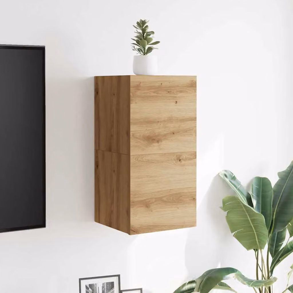 Berkfield Home Artisan Oak Wall Mounted TV Cabinet, 2 Piece Set, Brown, W/D/H: 30.5 x 30.5 x 30 cm – 4