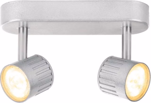 Litecraft Travis 2 Light Die Cast Ceiling Spotlight Bar in Silver