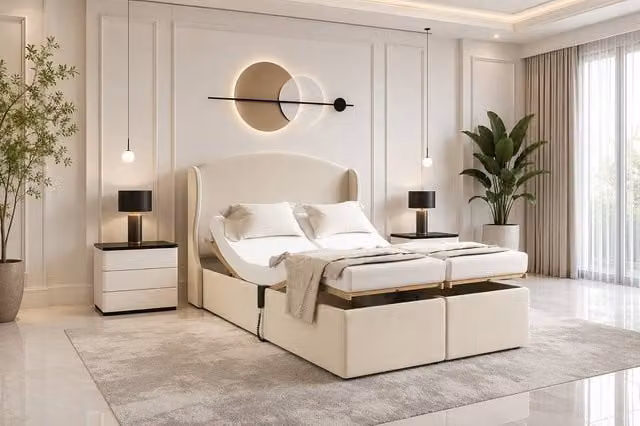 Soft Snooze Beds Chester Wings Electric Adjustable Mobility Bed with Mattress, Beige, Small Single