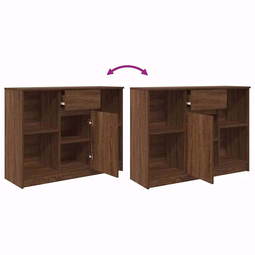 Berkfield Home Modern Sideboard with Drawer in Brown Oak, W/D/H: 101 x 35 x 76 cm – 4