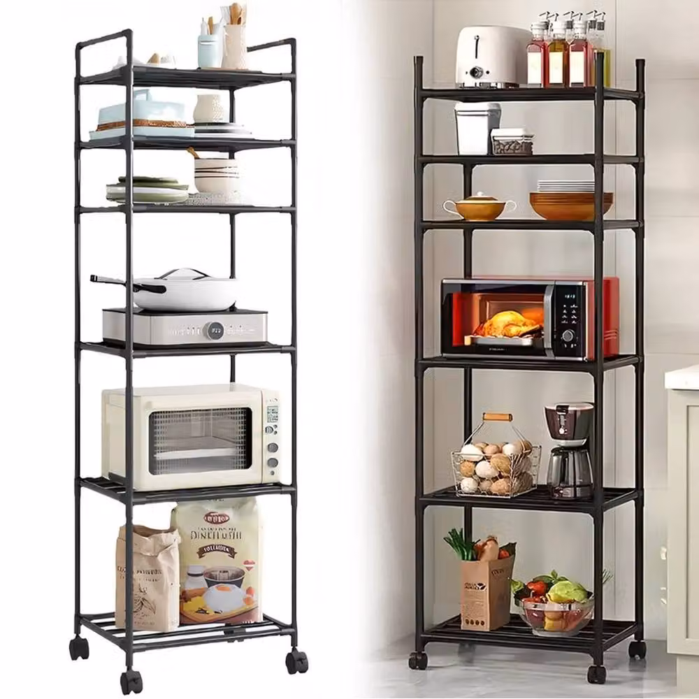 EONLION 6-Tier Metal Storage Rack in Black, W/D/H: 50 x 50 x 50 cm – 4