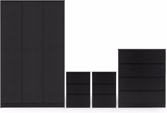 Seconique Malvern Black 4 Piece Large Bedroom Furniture Package