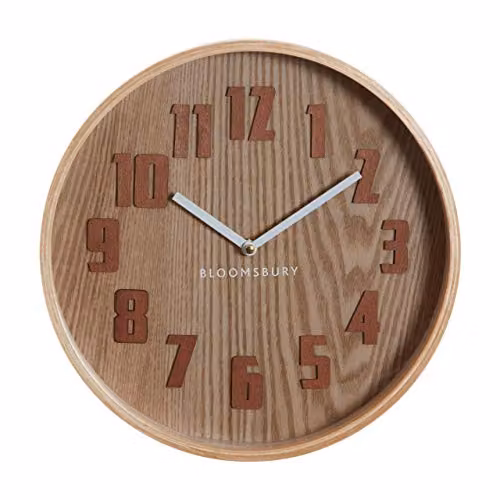 Orsina Retro Round Analog Wall Clock, Brown and White, Dia: 30 cm
