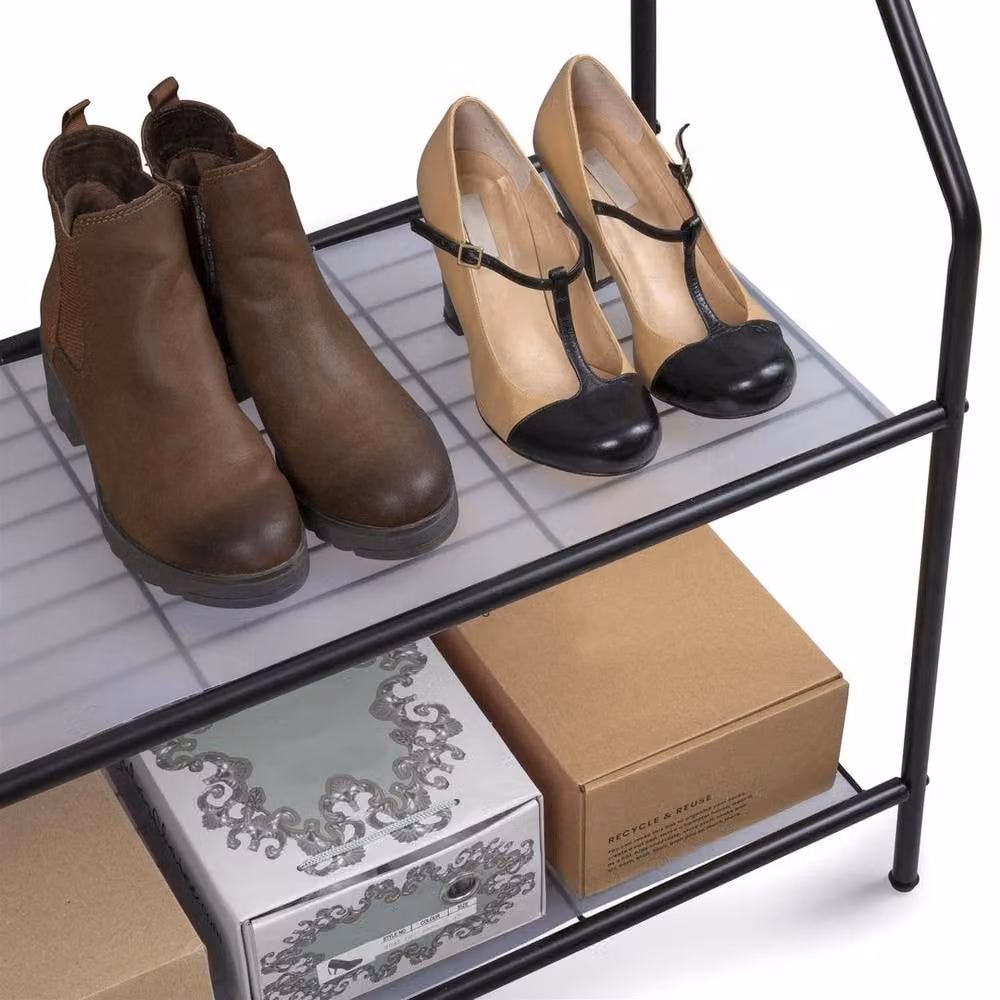 Kelvenix Modern Metal Clothes Rail with 2 Shoe Shelves in Matt Black – 2