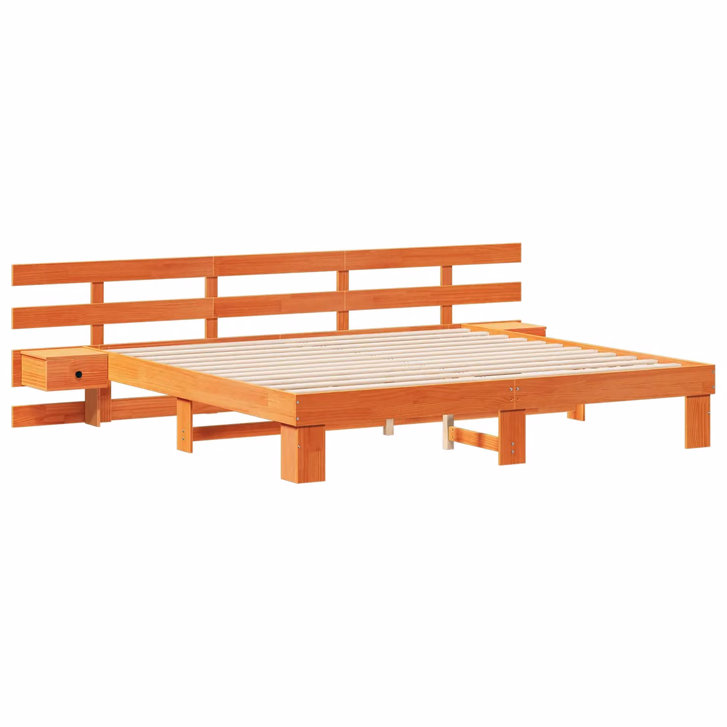 Berkfield Home Modern Solid Pine Wood Bed with Drawer in Brown 200 x 200 cm – 2