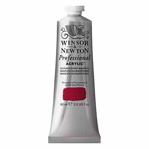 Winsor & Newton Professional Artist Acrylic Paint, Quinac Magenta, 60 ml