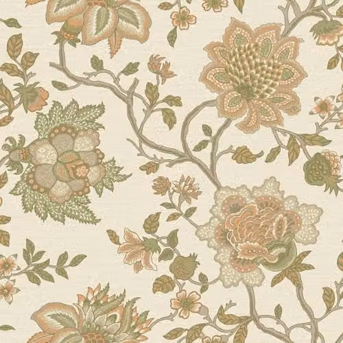 Holden Decor Jacobean Trail Orange and Sage Floral Botanical Wallpaper