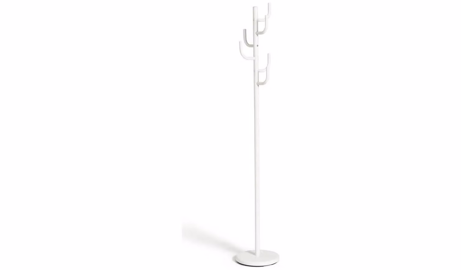 Modern White Matt Metal Post Tree Coat Stand for Hallway and Entryway