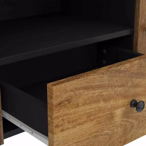 vidaXL Rustic Brown TV Cabinet in Mango and Engineered Wood, W/D/H: 80 x 33 x 46 cm – 4