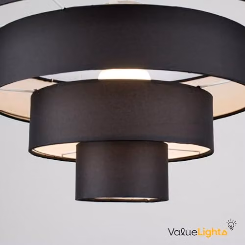 MiniSun Set of 2 Modern Black Fabric Cylinder Ceiling Pendant Light Shades, Shade Width: 40 cm – 6