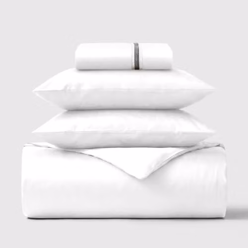 Bedable Single Sateen Cotton Bedding Set in White, 460 Thread Count