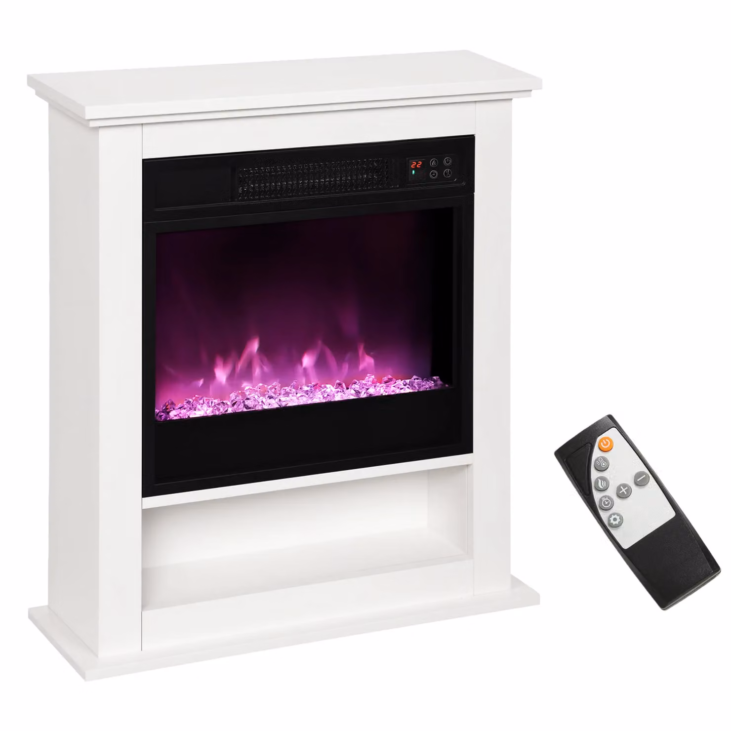 HOMCOM 1800W White Electric Fire with Remote and Timer for your Living Room – 2