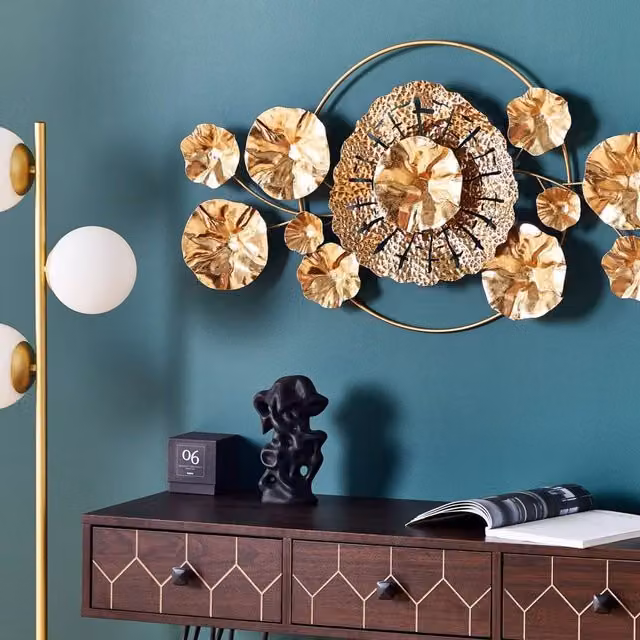Wyld and Coco Gold Geometric Abstract Wall Sculpture, W: 900 cm, D: 160 cm, H: 500 cm