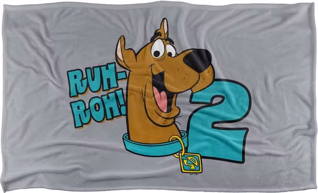Warner Bros. Scooby-Doo Ruhroh I'M 2 Silky Touch Super Soft Fluffy Throw Blanket in Grey and Multicolour, Large