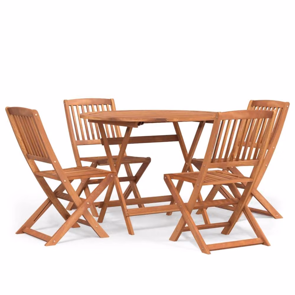 Berkfield Home 5 Piece Garden Dining Set in Brown Oiled Solid Acacia Wood – 2