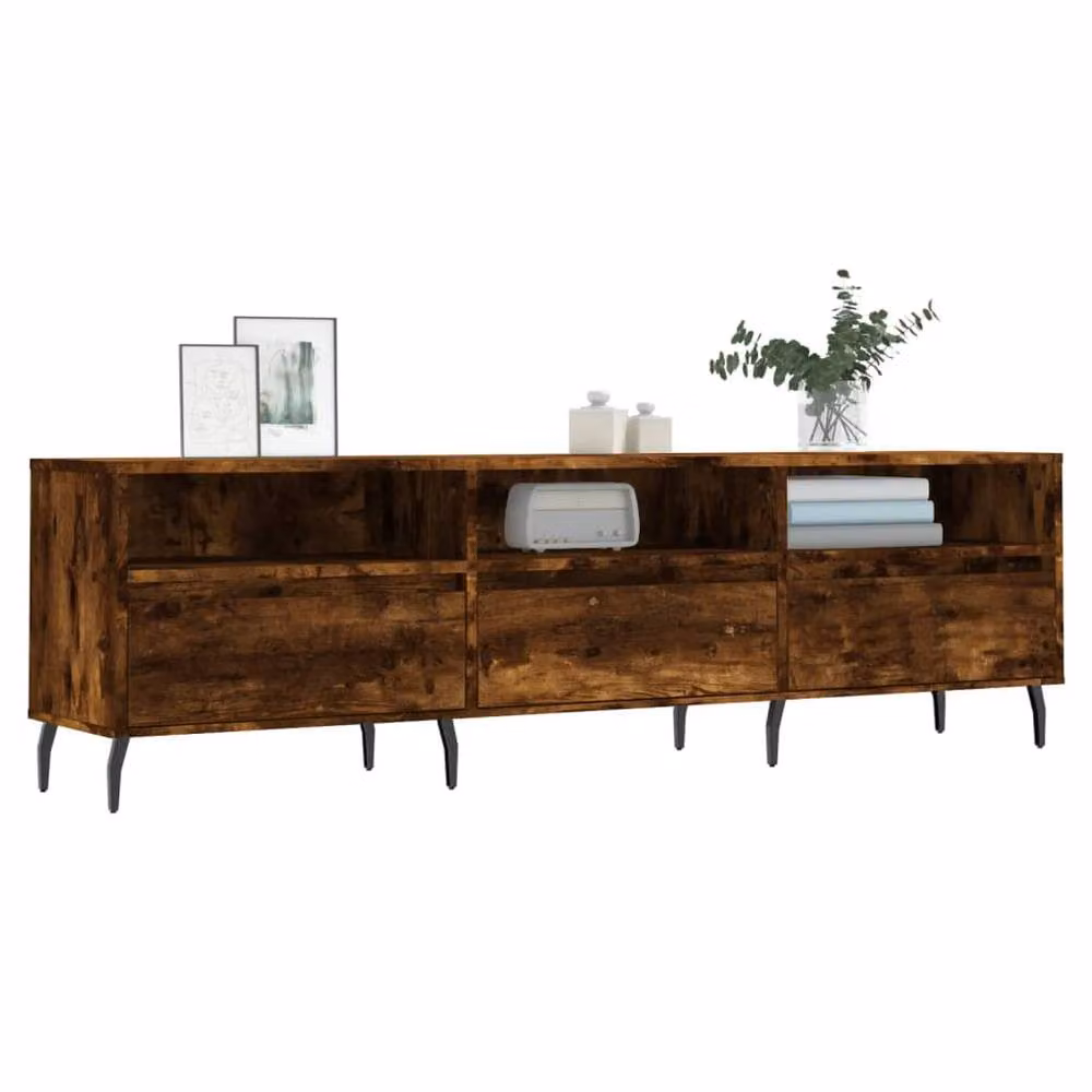 Berkfield Home Industrial TV Cabinet in Smoked Oak Brown, W/D/H: 150 x 30 x 44.5 cm – 3