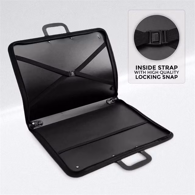 Kelvenix A3 Waterproof Black Fabric Portfolio Case with Zip Closure – 1