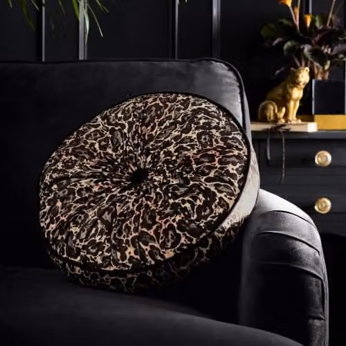 House of Llewelyn-Bowen Roxy Round Pleat Gold Filled Cushion, Diameter: 40 cm