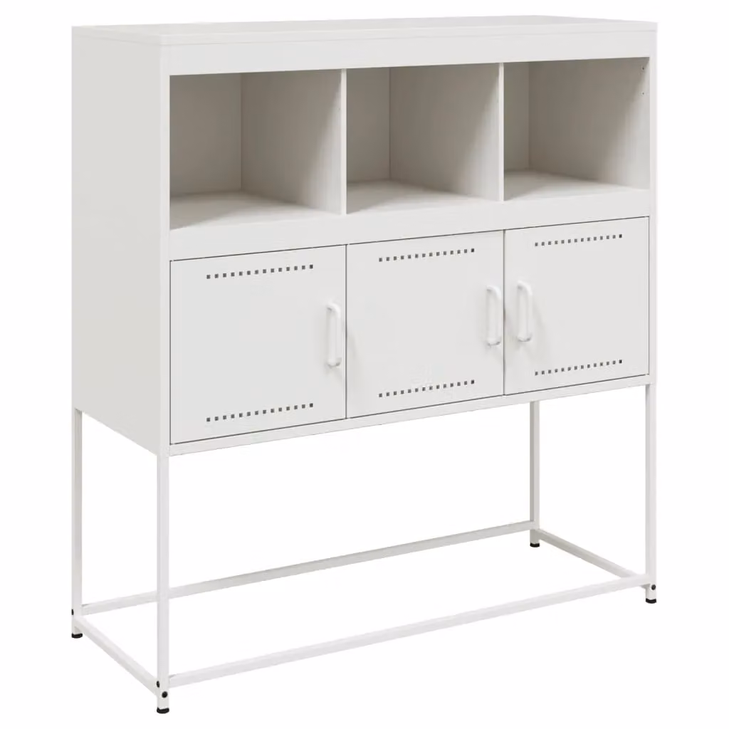 Berkfield Home Modern White Metal Sideboard, W: 100.5 cm, D: 39 cm, H: 107 cm – 2