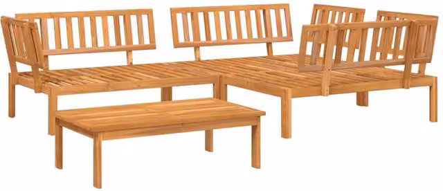 Berkfield Home 4 Piece L-Shape Garden Pallet Sofa Set in Brown Solid Acacia Wood