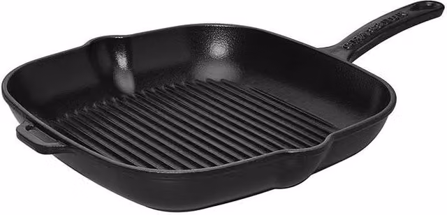 Chasseur Enamelled Cast Iron Square Grill Pan, Black, 26 cm