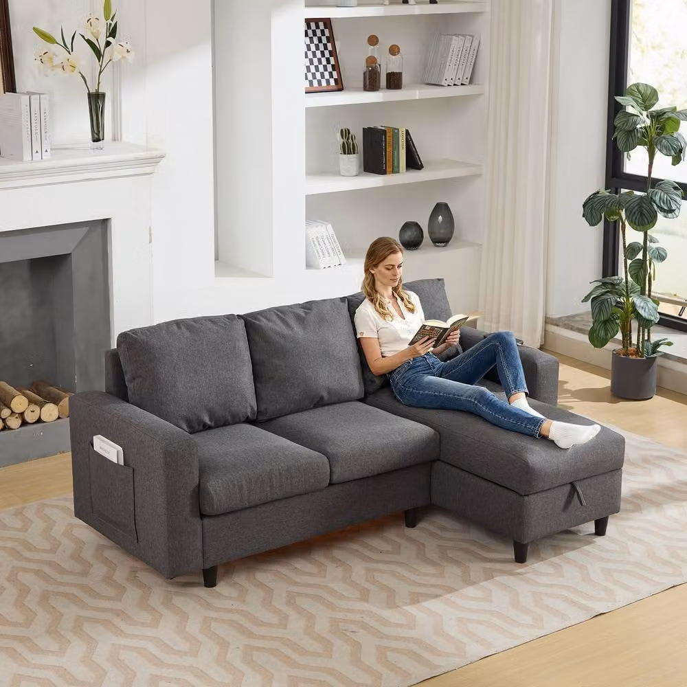 Matteo L-Shaped 3 Seater Sofa Bed with Storage, USB Charging and LED Lighting in Grey – 2